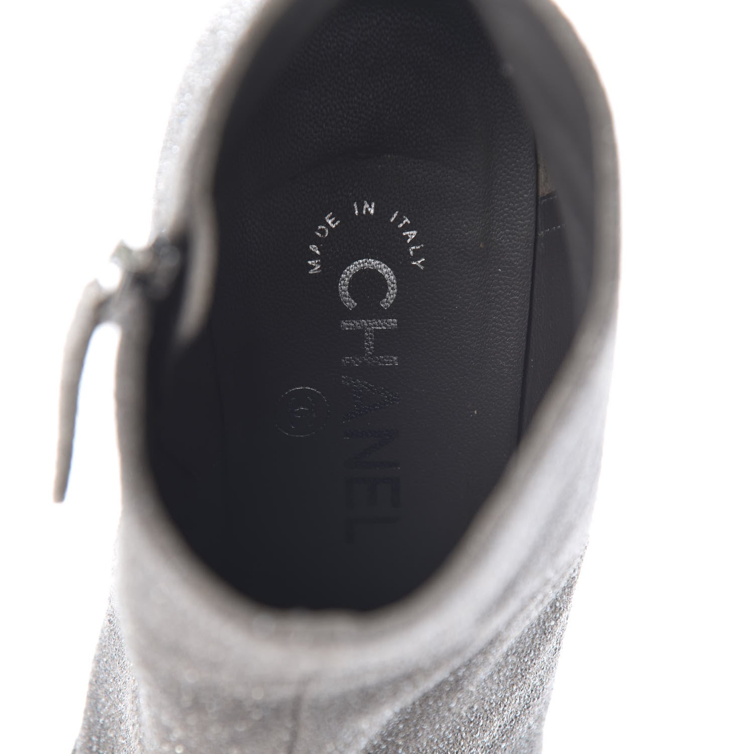 Chanel Glitter Suede Cap Toe Short Boots 37.5 Taupe Black 6 of 10