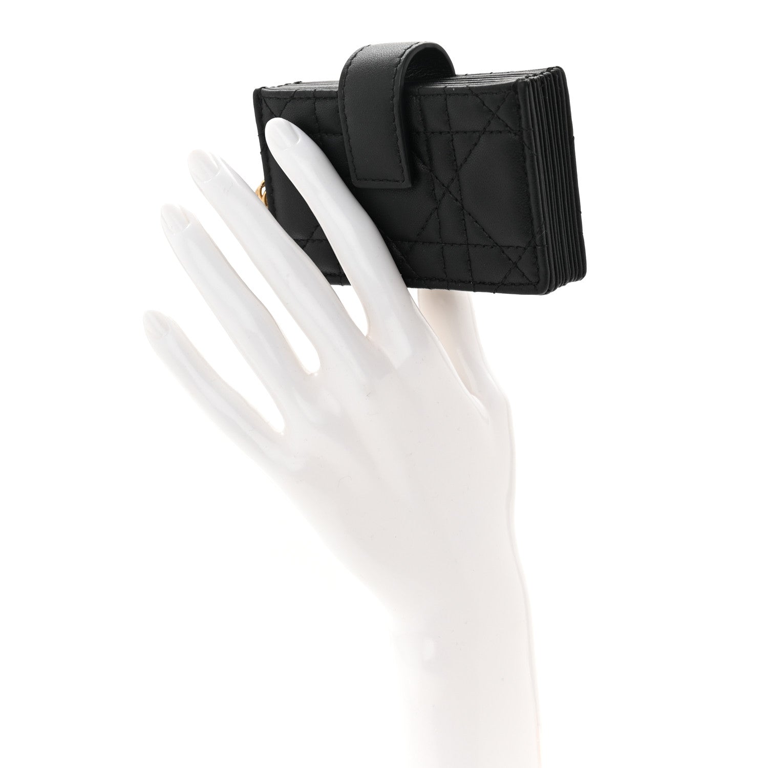 Christian Dior Lambskin Cannage Lady Dior Jasmine 5-Gusset Card Holder Black 2 of 7