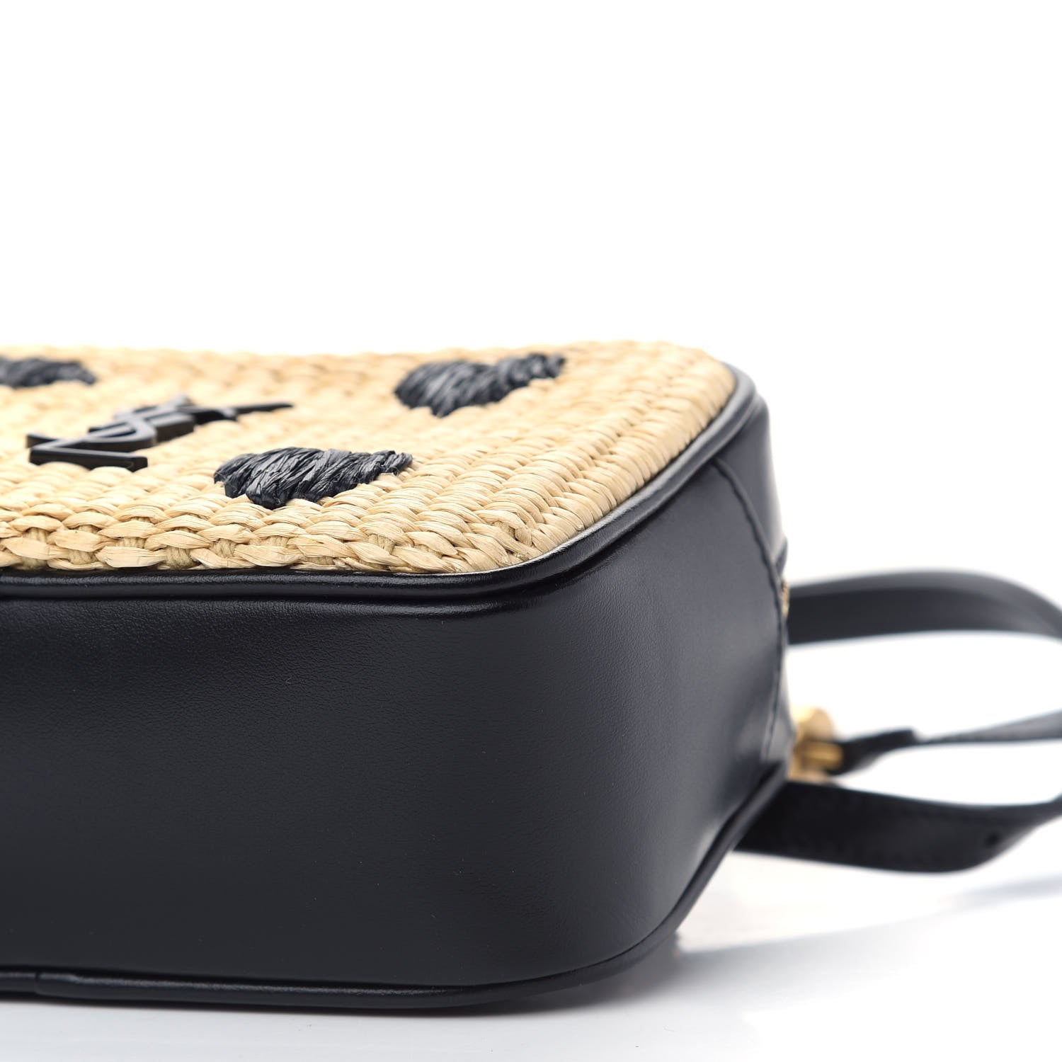 Saint Laurent Raffia Canvas Monogram Lou Heart Belt Bag Beige Black 9 of 9