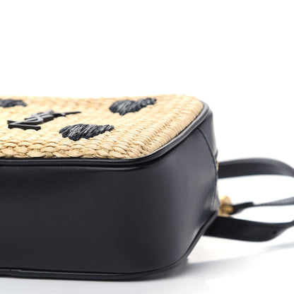 Saint Laurent Raffia Canvas Monogram Lou Heart Belt Bag Beige Black 9 of 9