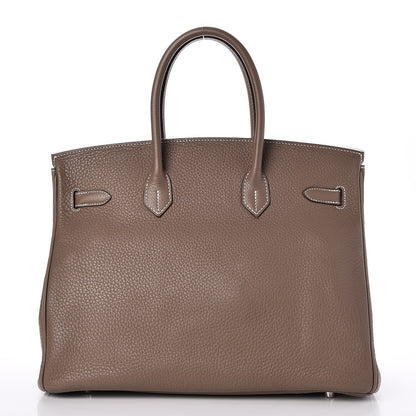 Hermes Taurillon Clemence Birkin 35 Etoupe 3 of 32