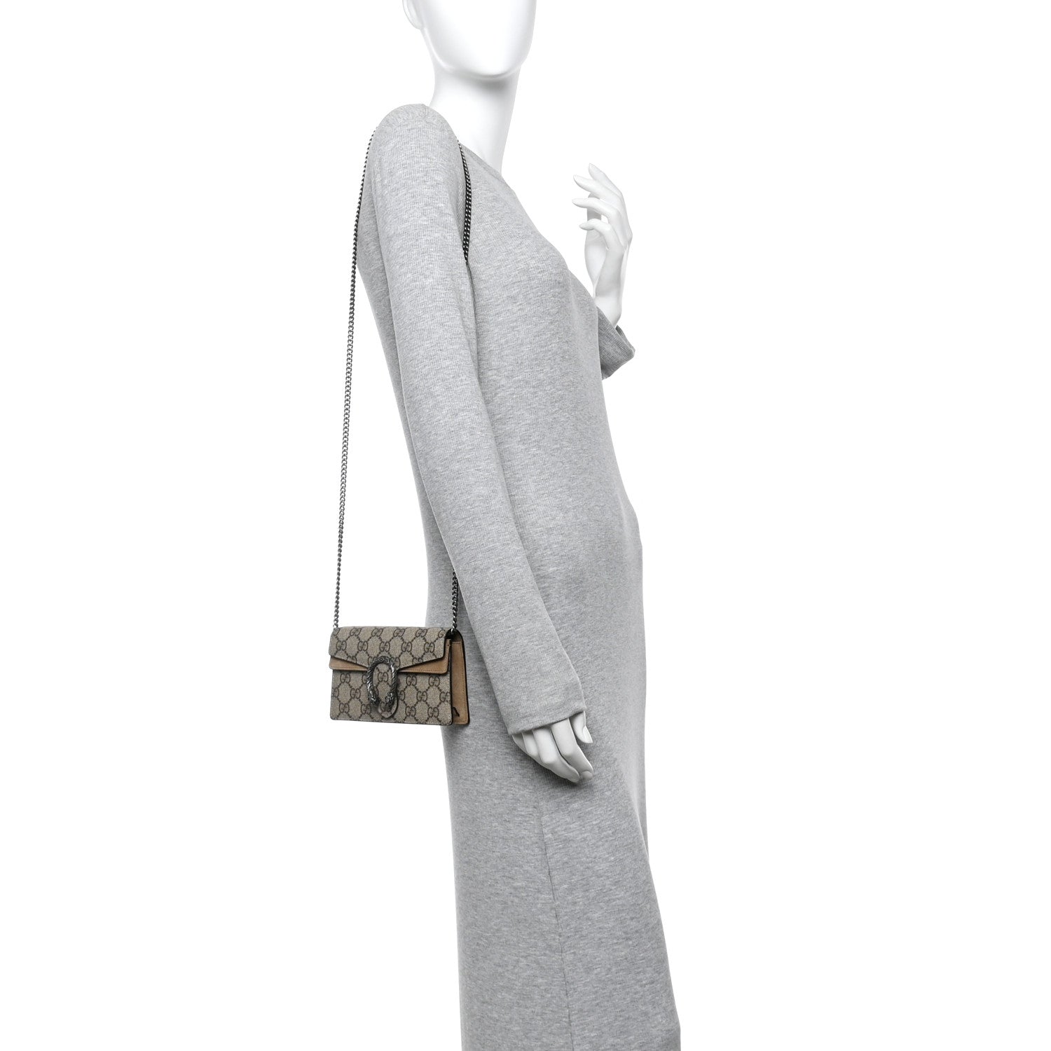 Gucci GG Supreme Monogram Super Mini Dionysus Shoulder Bag Taupe 2 of 11