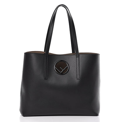 Fendi Vitello Vienna Enamel F is Fendi Shopping Tote Black Taupe 4 of 10