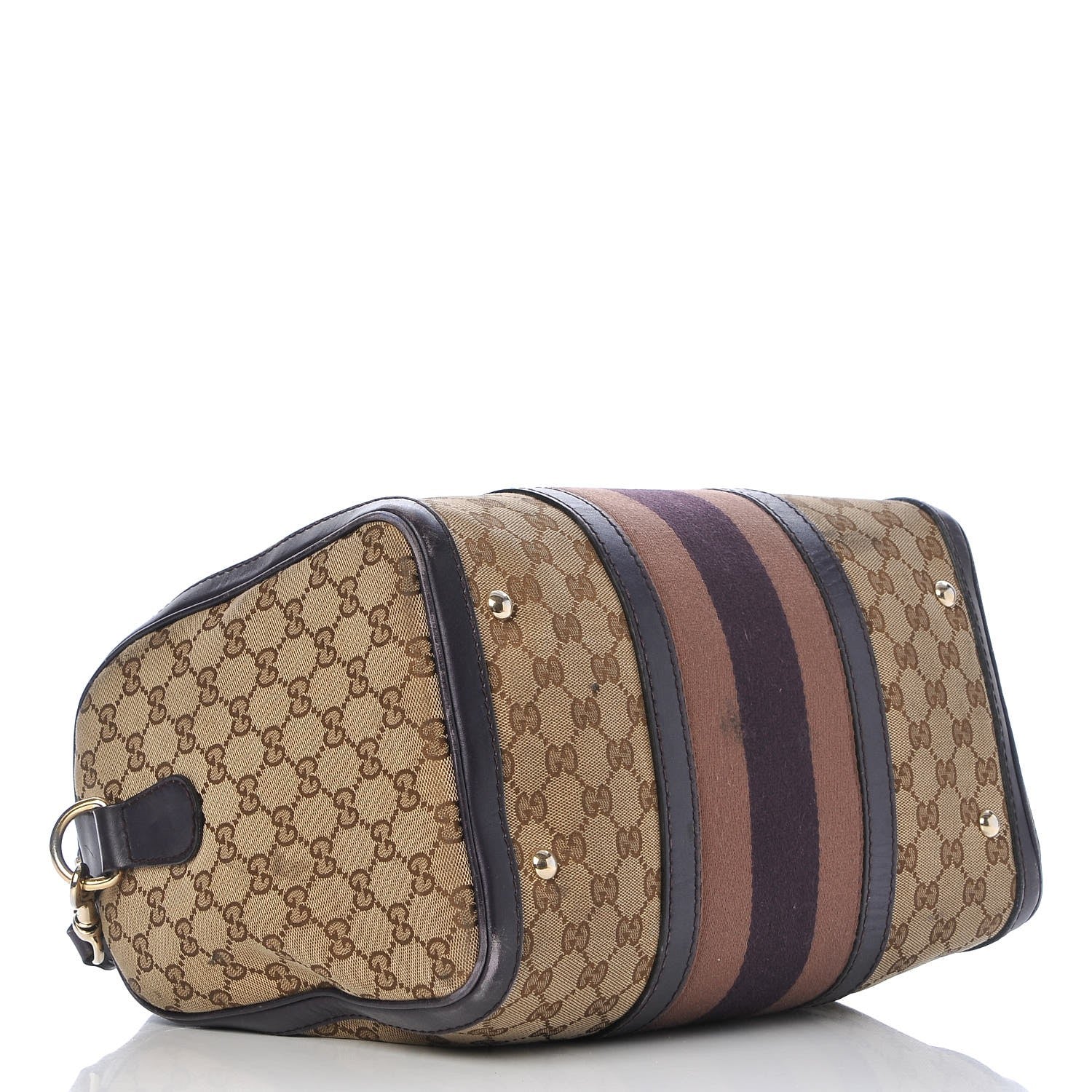 Gucci Monogram Vintage Web Medium Boston Dark Purple 5 of 19