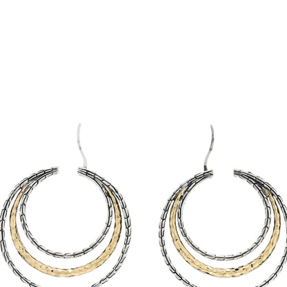 John Hardy Sterling Silver 18K Yellow Gold Classic Chain Two Tone Hoop Earrings 3 of 4