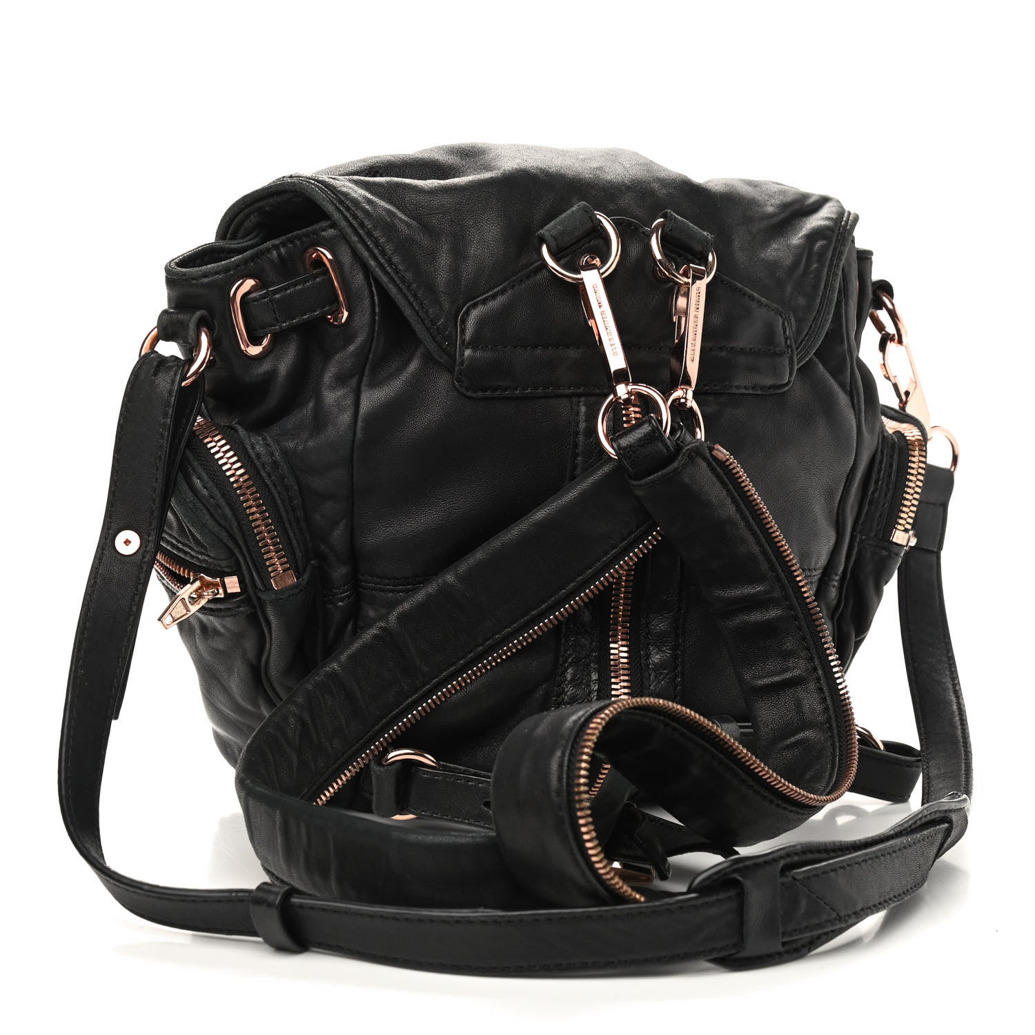 Alexander Wang Lambskin Marti Backpack Washed Black Rose Gold Hardware 890884 – FASHIONPHILE