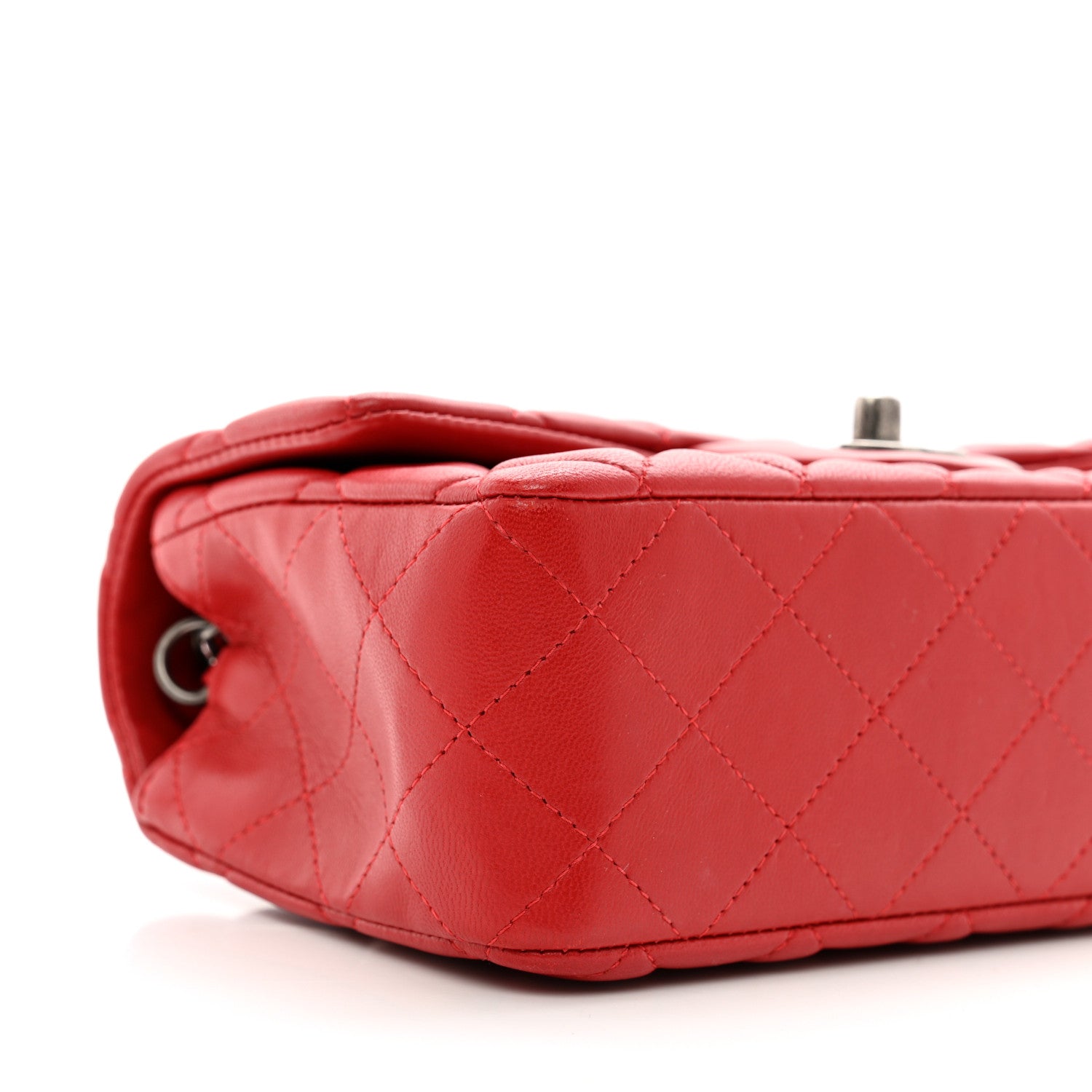 Chanel Lambskin Quilted Mini Rectangular Flap Red 8 of 9