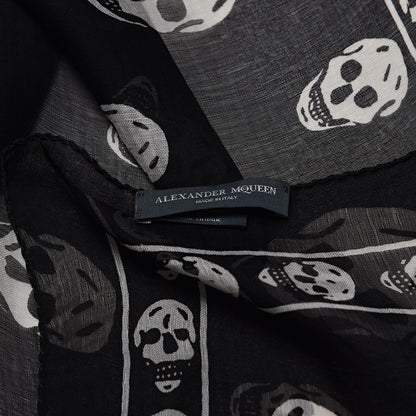 Alexander McQueen Silk Chiffon Skull Scarf Black Ivory 5 of 5