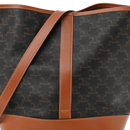 Celine Triomphe Canvas Calfskin Medium Bucket Bag Tan 8 of 10