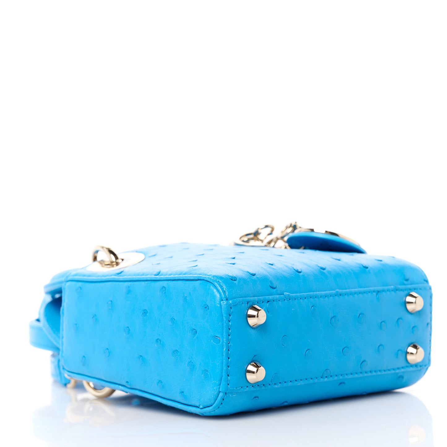 Ostrich Micro Lady Dior Blue