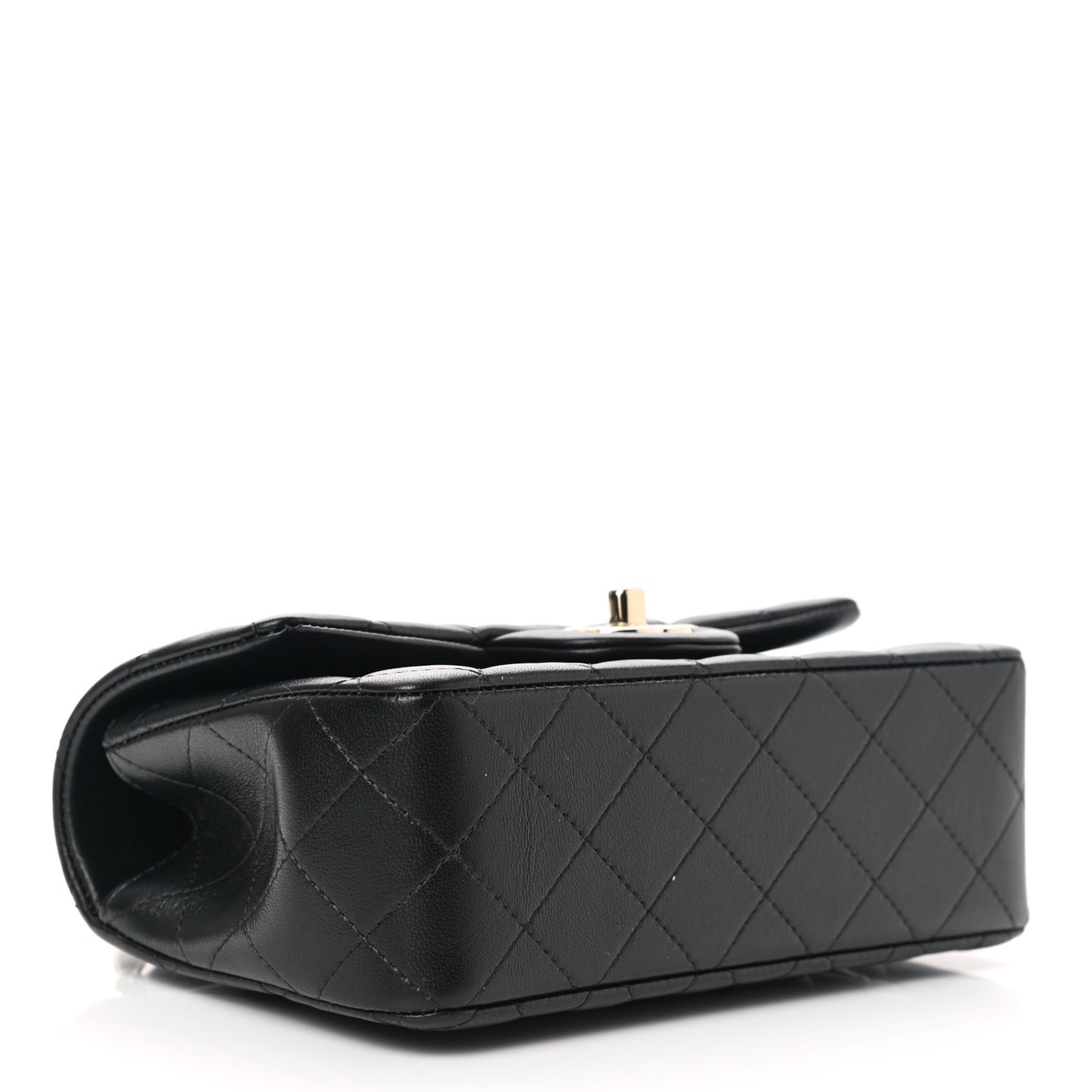 Lambskin Quilted Mini Top Handle Rectangular Flap Black
