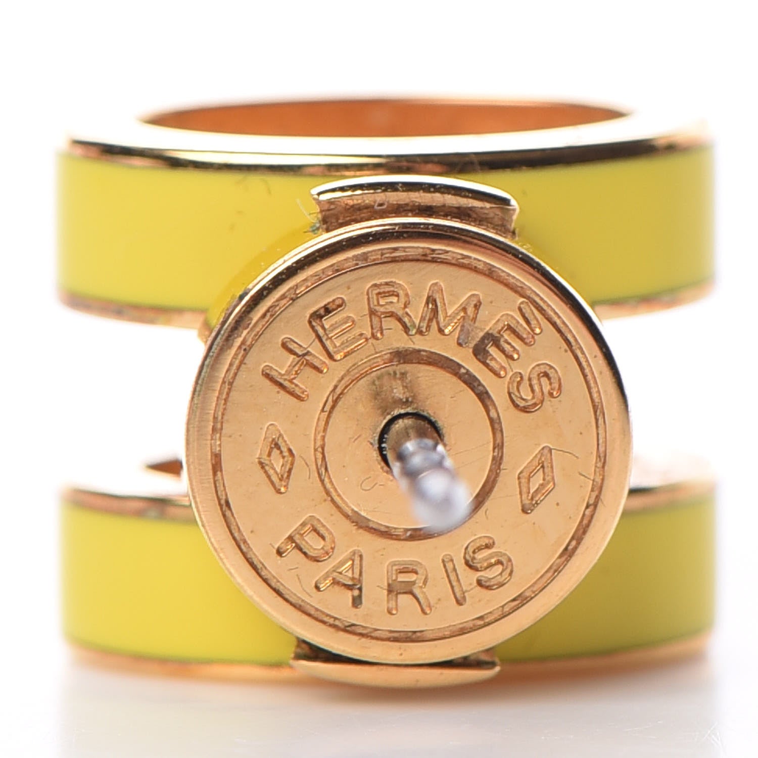 Hermes Gold Lacquered Pop H Earrings Jaune Sature 4 of 7
