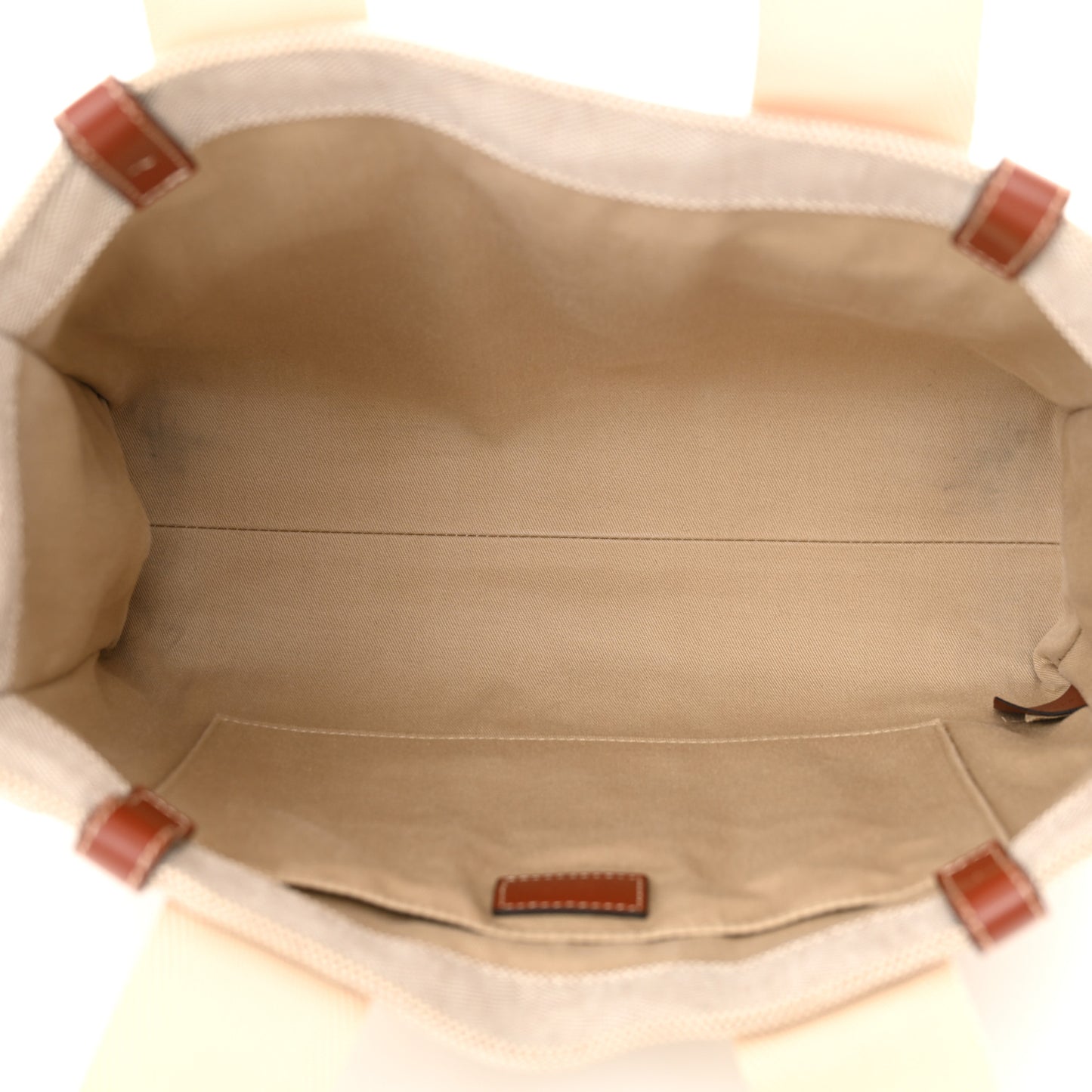 Linen Calfskin Medium Woody Ribbon Tote White Brown
