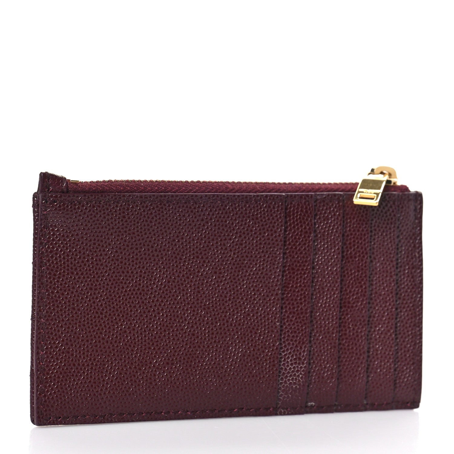 Saint Laurent Grain De Poudre Matelasse Chevron Monogram Fragments Zippered Card Case Rouge Legion 3 of 8
