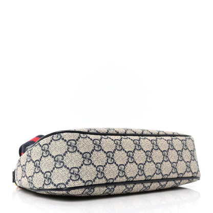 Gucci GG Supreme Monogram Textured Dollar Calfskin Web Small Ophidia GG Handbag Beige Blue 4 of 10
