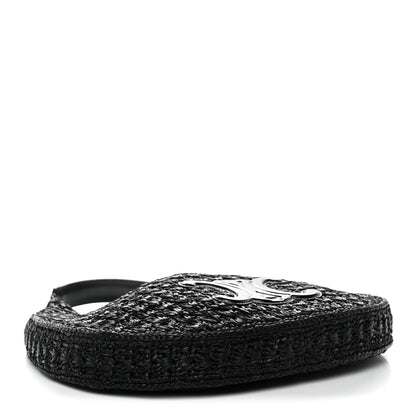 Celine Raffia Calfskin Triomphe Panier Hobo Bag Black 3 of 10