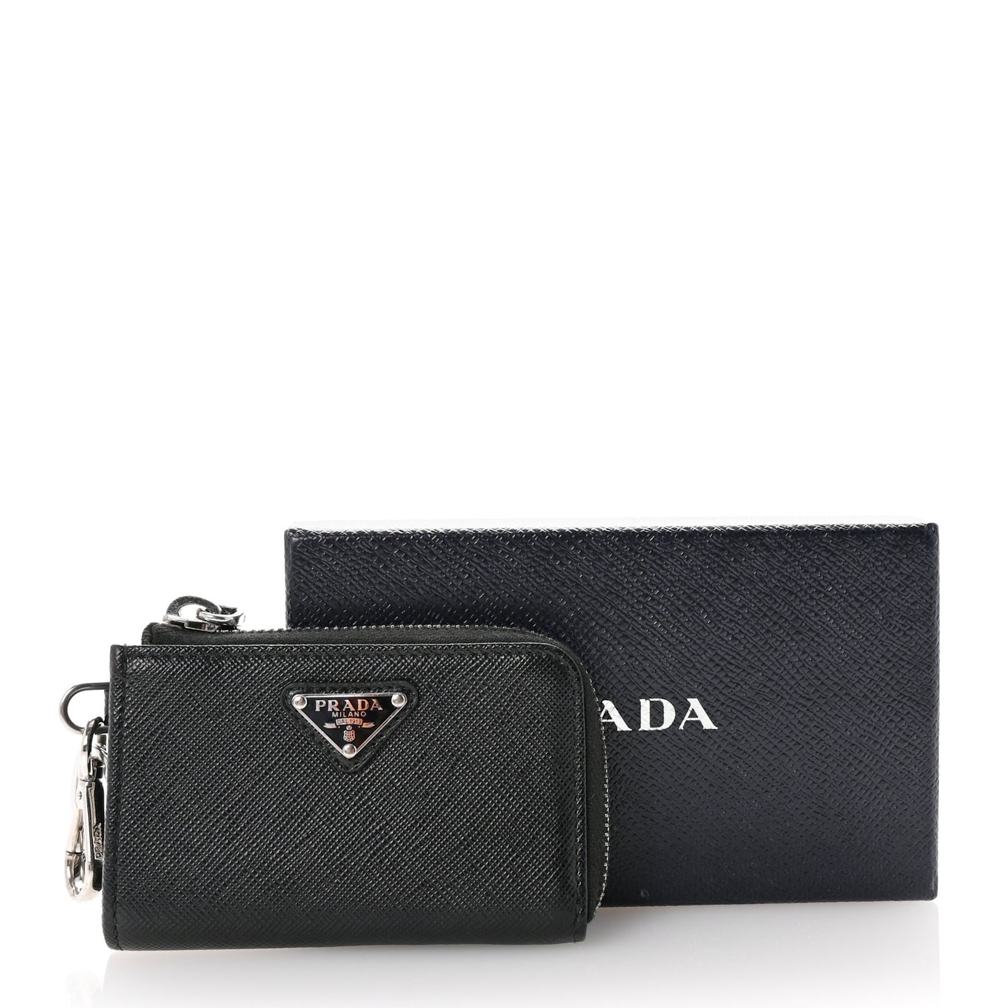 Saffiano Metal Triangle Key Pouch Black