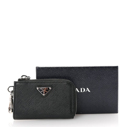 Prada Saffiano Metal Triangle Key Pouch Black 7 of 7