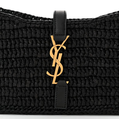 Saint Laurent Raffia Calfskin Le 5 A 7 Mini Hobo Black 9 of 11