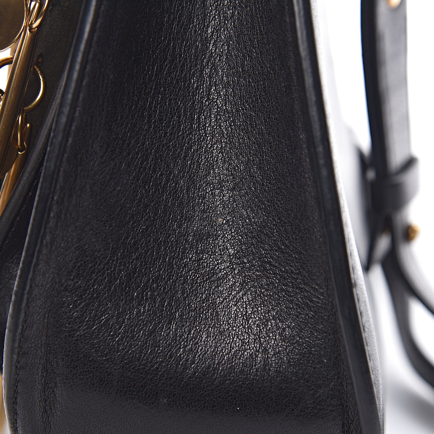 Calfskin Small Charm Hudson Shoulder Bag Black
