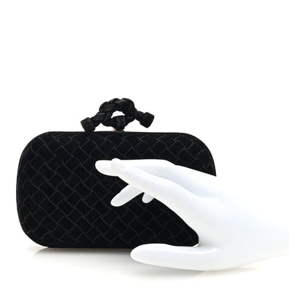 Bottega Veneta Velvet Intreccio Knot Clutch Black 2 of 9