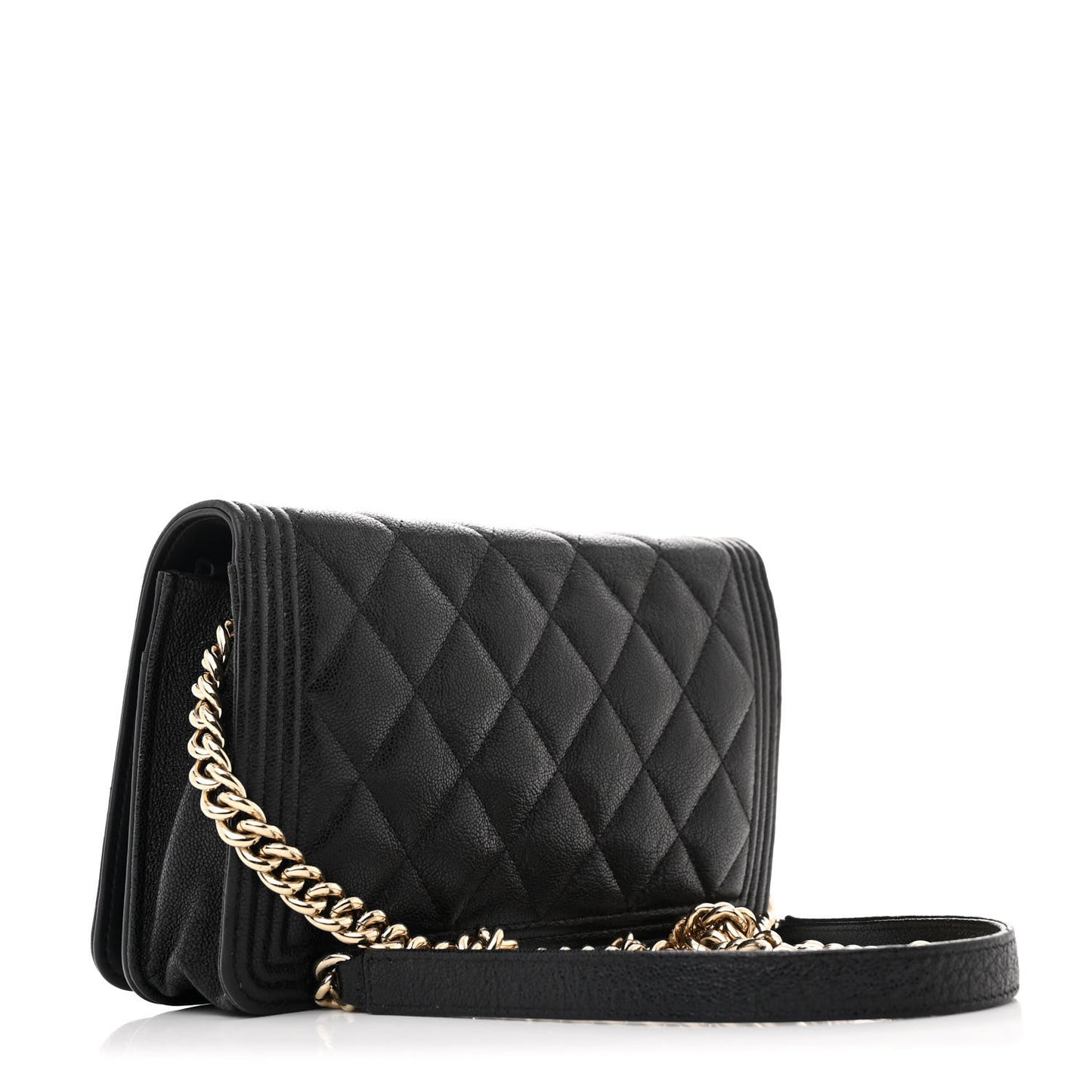 Caviar Quilted Boy Wallet On Chain WOC Black