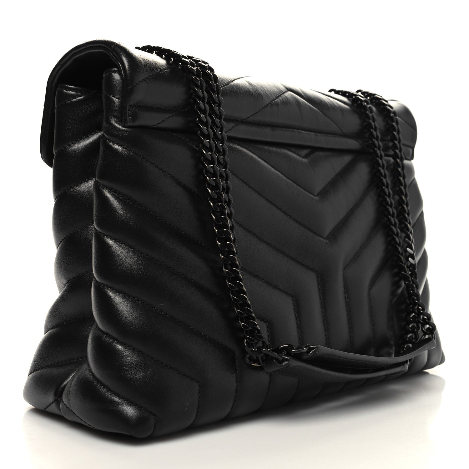 Saint Laurent Calfskin Y Quilted Monogram Monochrome Medium Loulou Chain Satchel Black 2 of 10