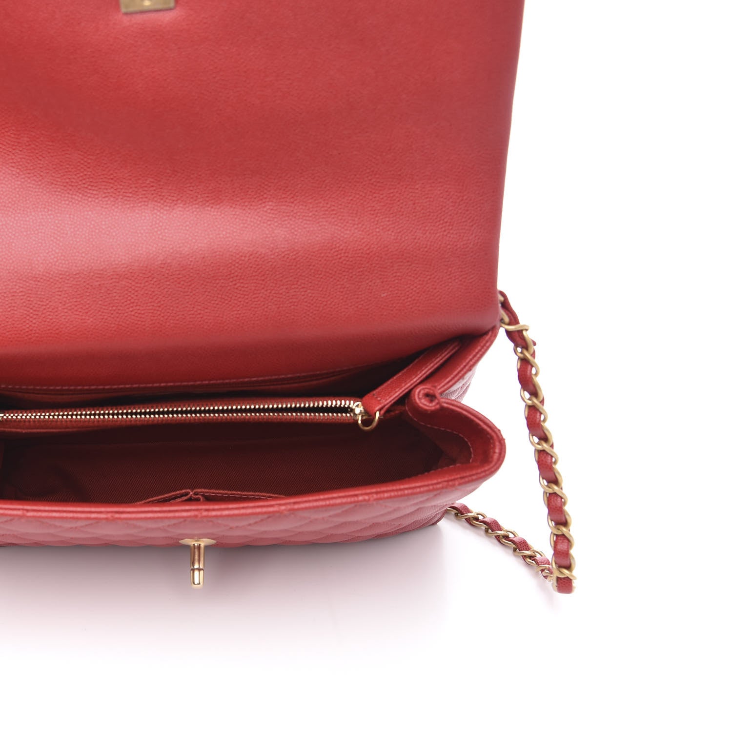 Chanel Caviar Quilted Small Coco Handle Flap Red 5 of 10