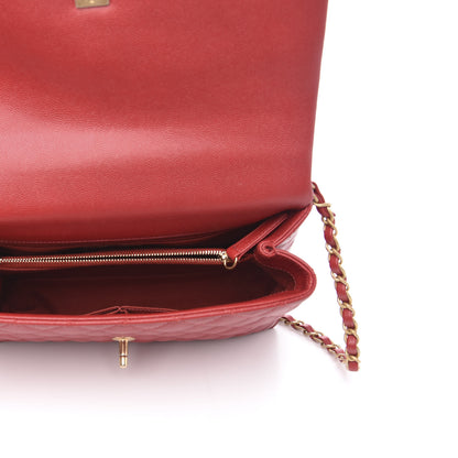 Chanel Caviar Quilted Small Coco Handle Flap Red 5 of 10