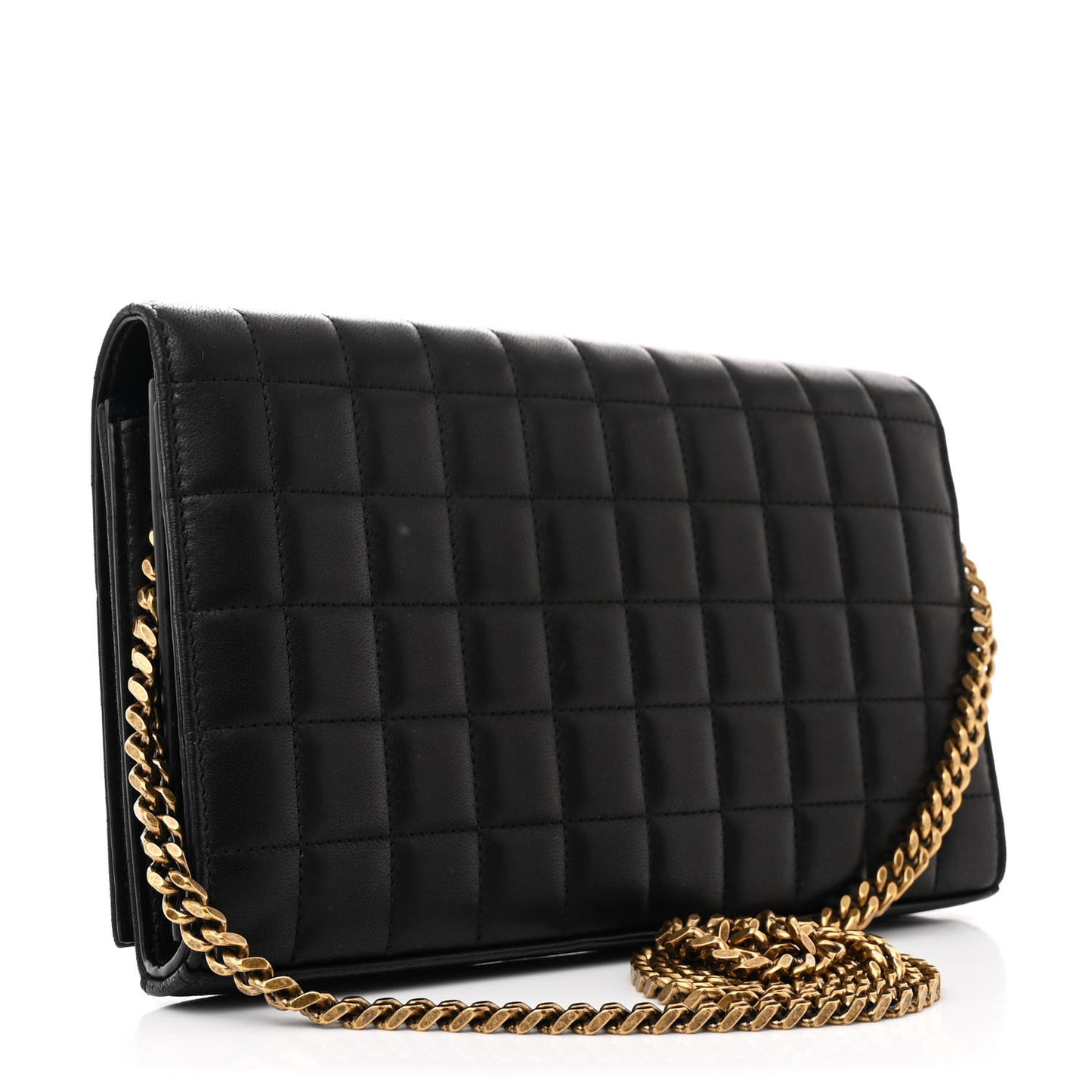 Lambskin Carre Quilted Cassandre Chain Wallet Black