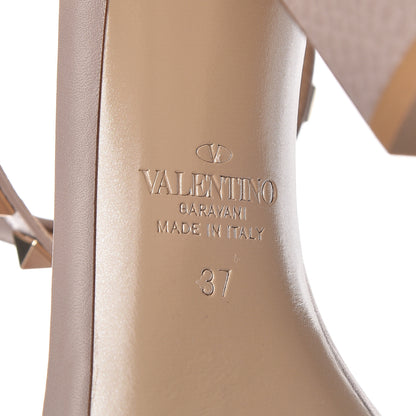 Valentino Garavani Pebbled Calfskin Rockstud Ankle Strap 5/105mm Sandals 37 Poudre 7 of 8