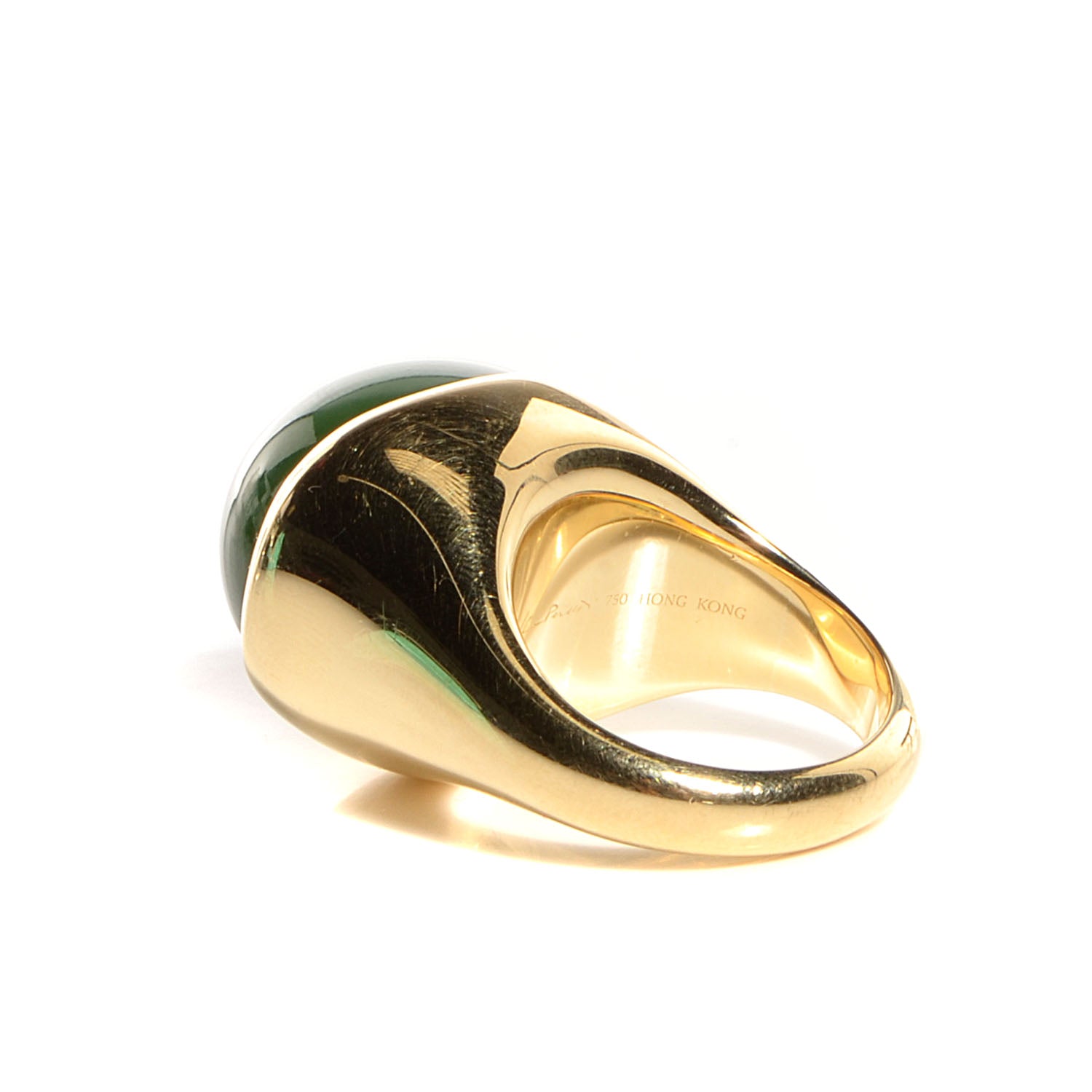 Tiffany 18k Yellow Gold Green Jade 19mm Elsa Peretti Cabochon Ring 6.25 3 of 7