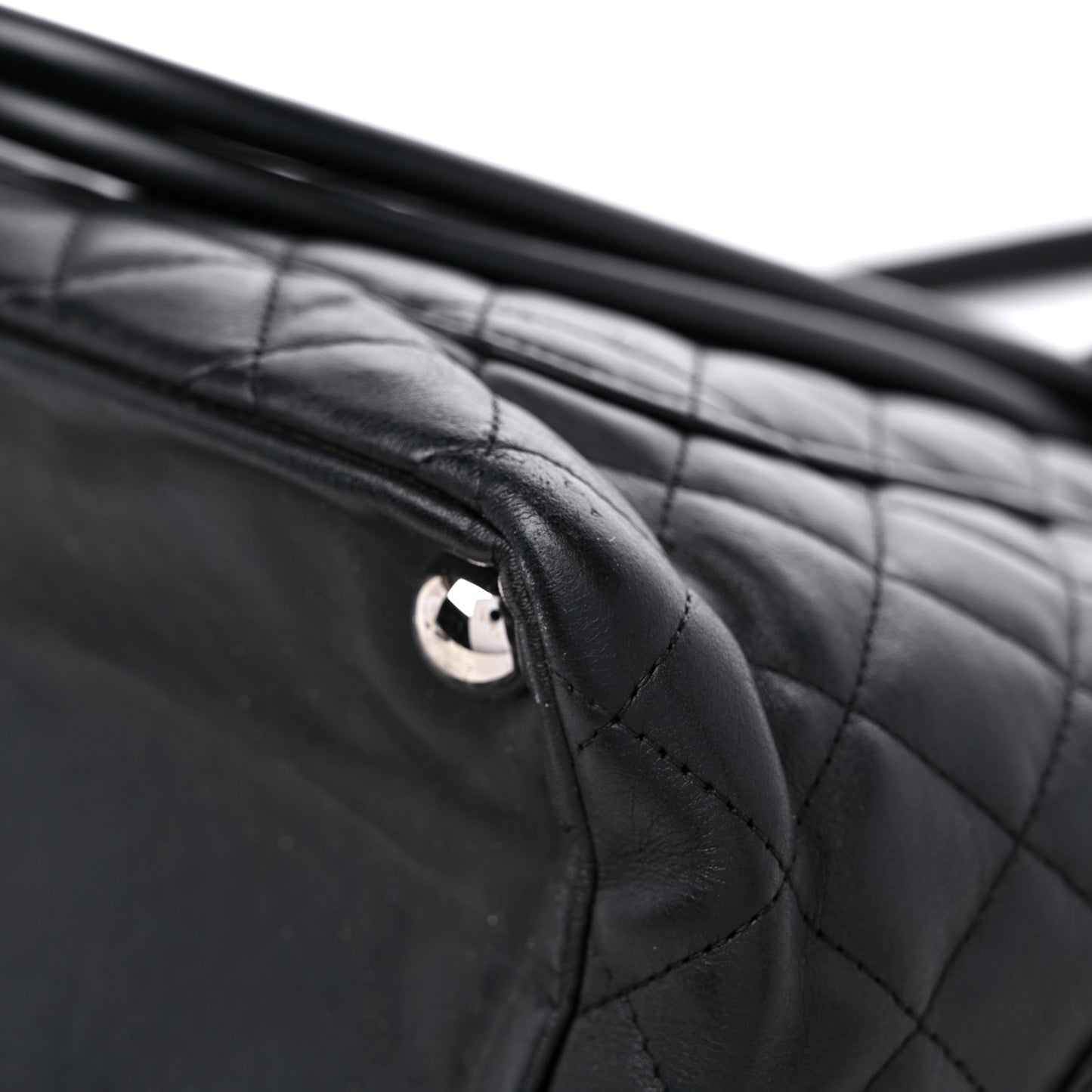 Calfskin Quilted Large Cambon Tote Black