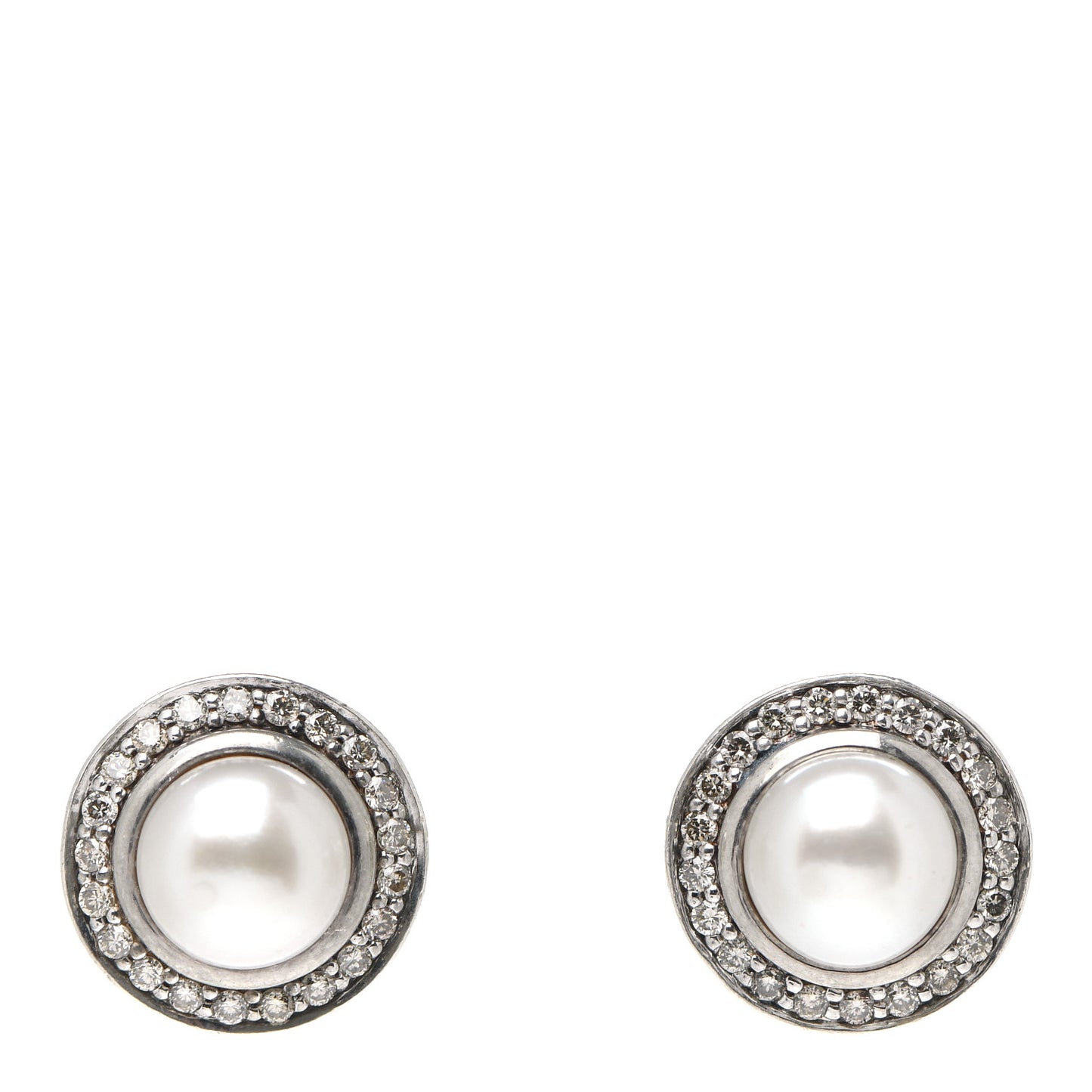 Sterling Silver Diamond Pearl 7.5mm Petite Cerise Earrings