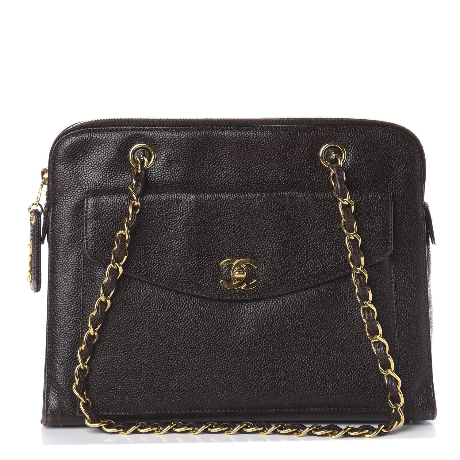Chanel Caviar Flap Shoulder Bag Dark Brown 1 of 9