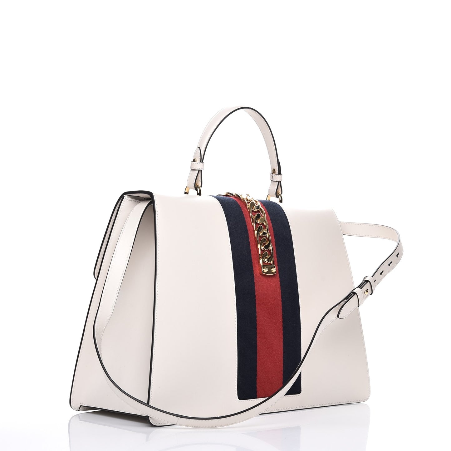 Calfskin Maxi Sylvie Top Handle Bag White