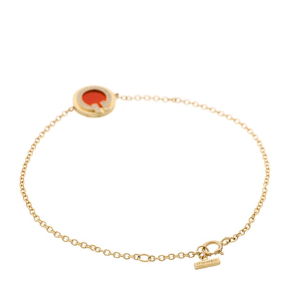 Tiffany 18K Yellow Gold Diamond Carnelian T Circle Bracelet 2 of 4
