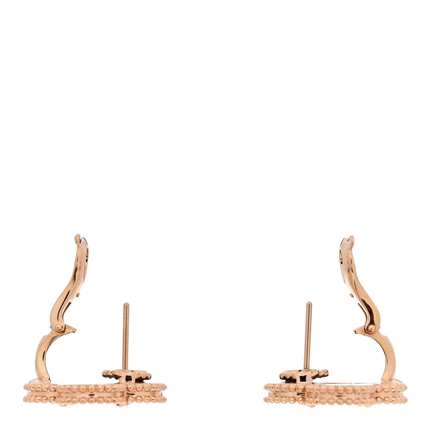 Van Cleef & Arpels 18K Rose Gold Grey Mother of Pearl Magic Alhambra Earrings 3 of 5