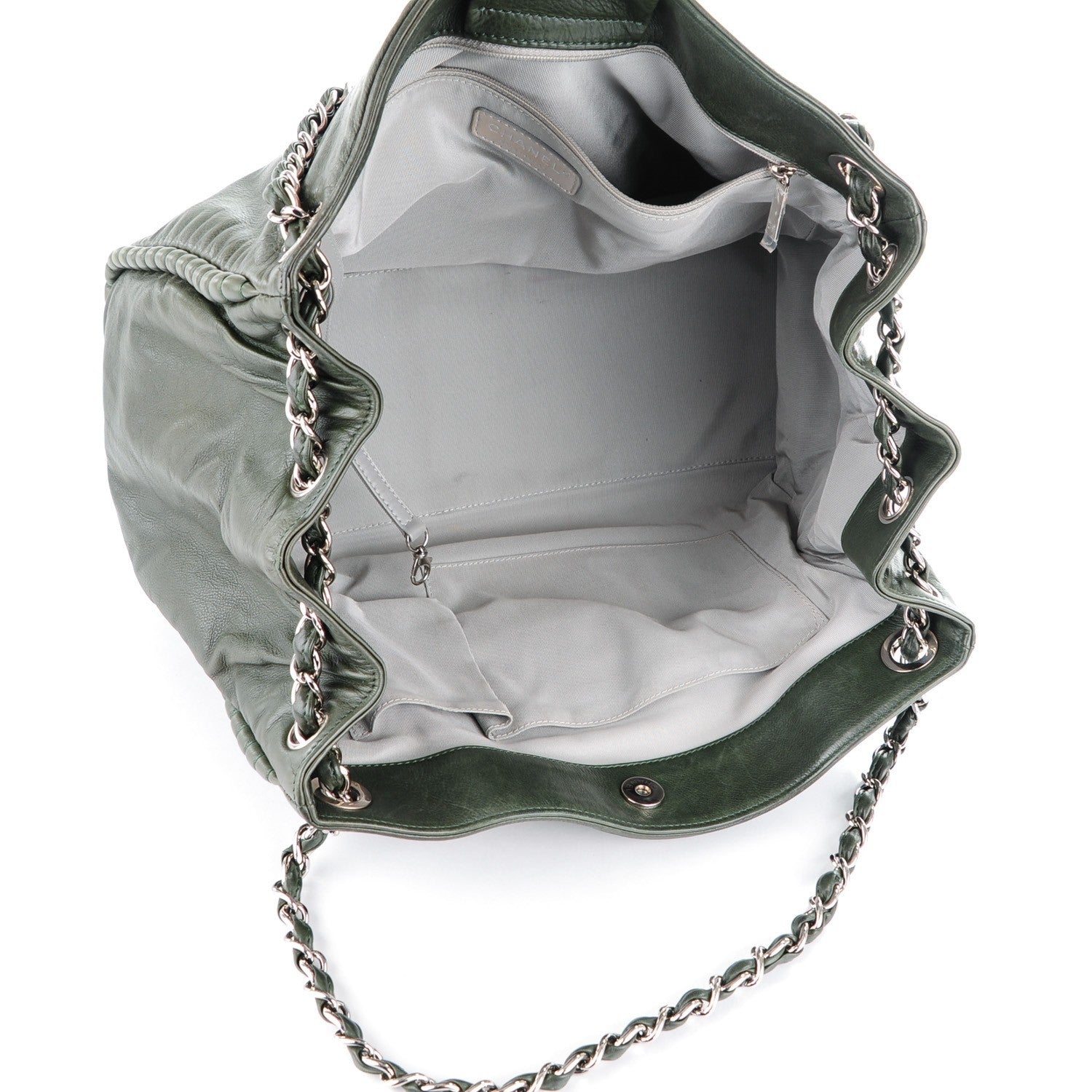 Chanel Calfskin On The Bund Open Accordion Tote Dark Khaki 5 of 7