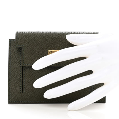 Hermes Epsom Kelly Pocket Compact Wallet Vert De Gris 2 of 8