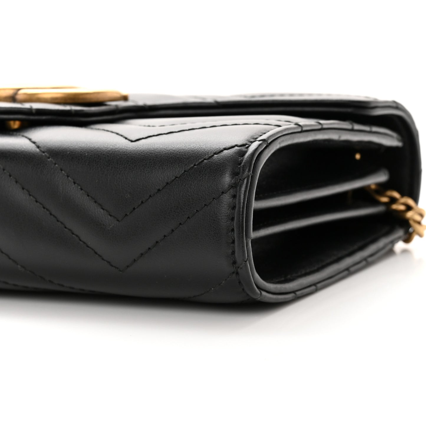 Calfskin Matelasse GG Marmont Chain Wallet Black