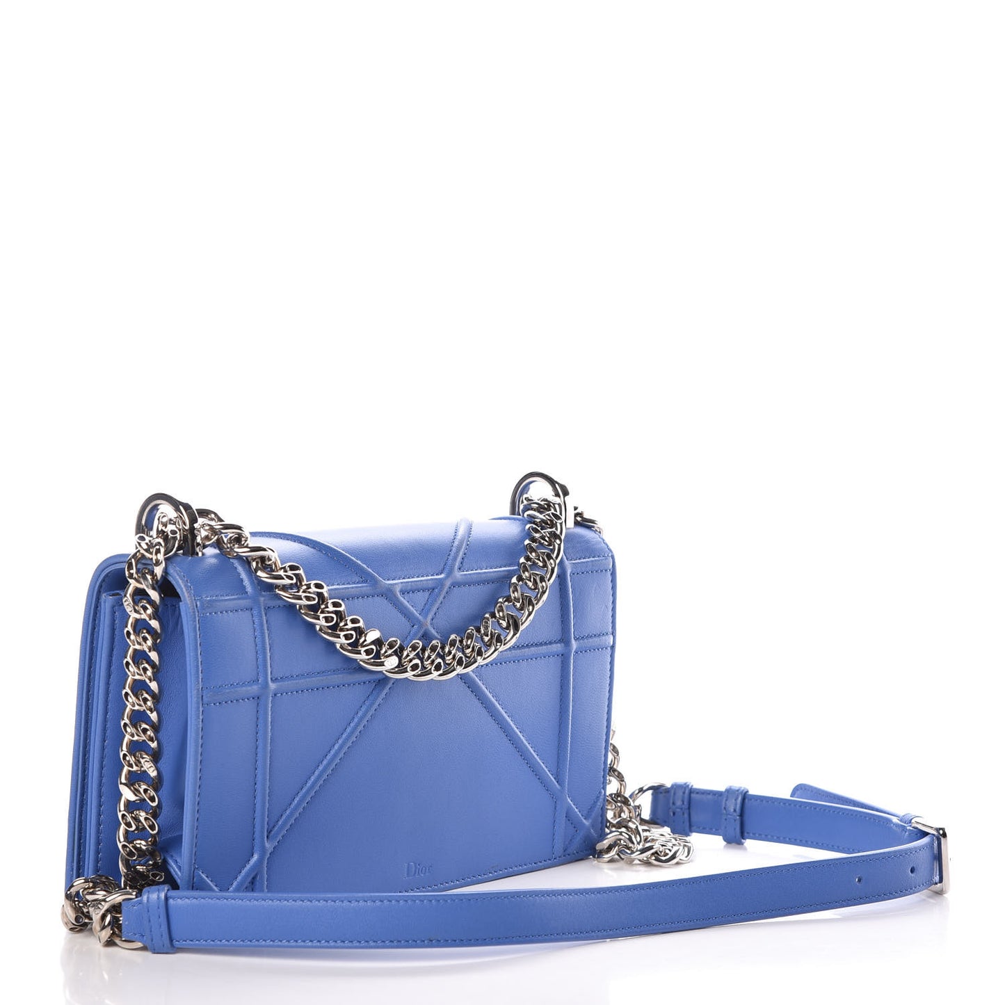 Lambskin Small Diorama Flap Bag Blue
