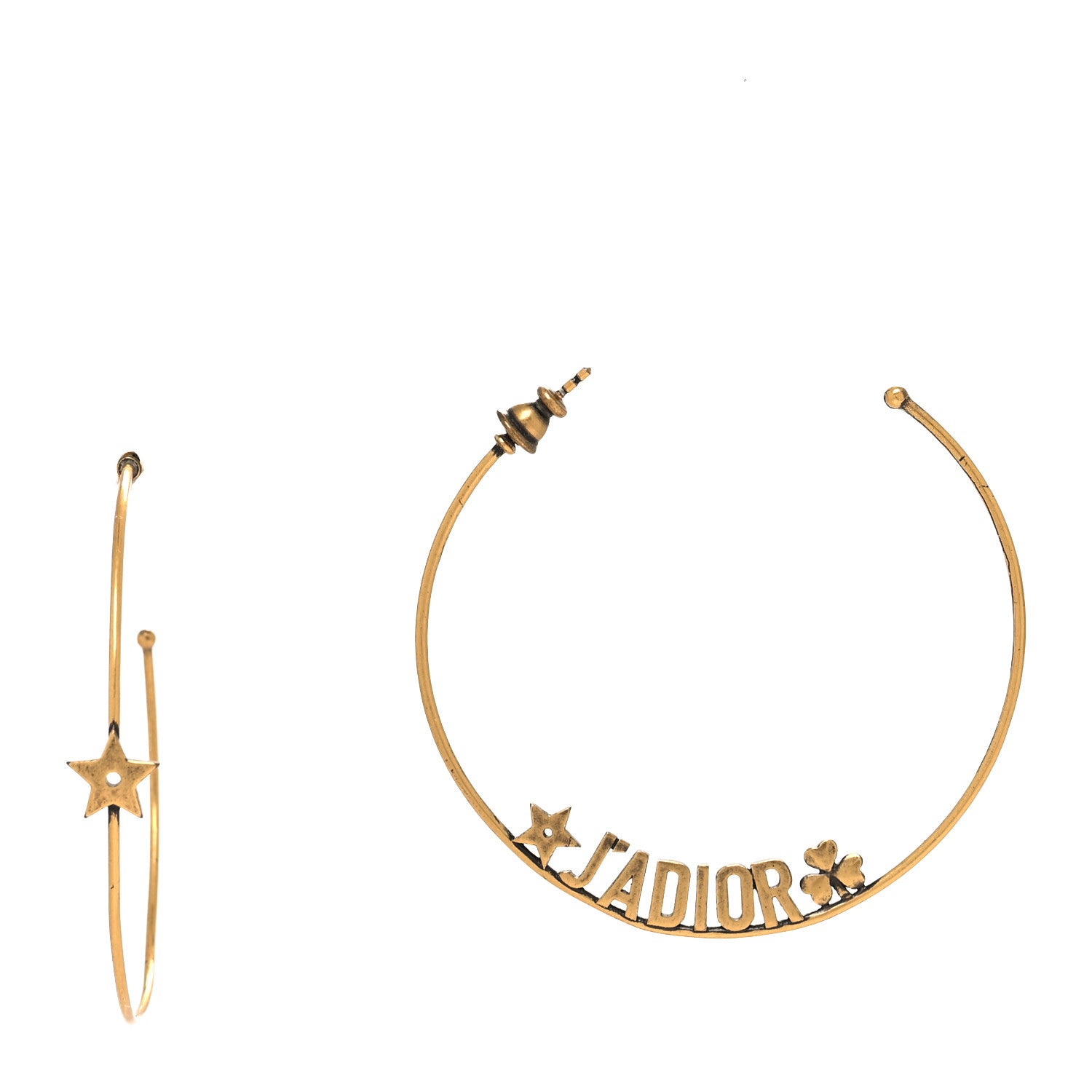Christian Dior Metal J'Adior Hoop Earrings Aged Gold 1 of 4