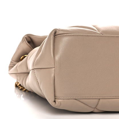 Saint Laurent Lambskin Quilted Medium Loulou Puffer Monogram Chain Satchel Dark Beige 10 of 11