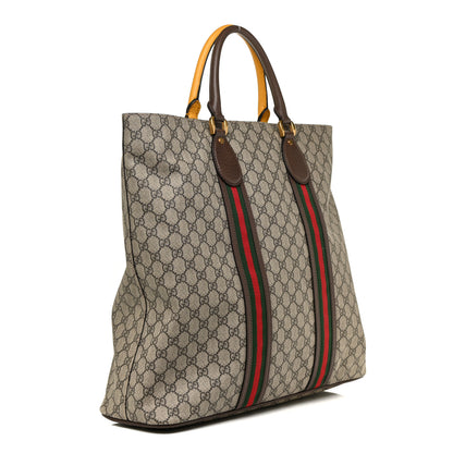Gucci GG Supreme Monogram Web Neo Vintage Tote Beige New Acero Crop 3 of 15
