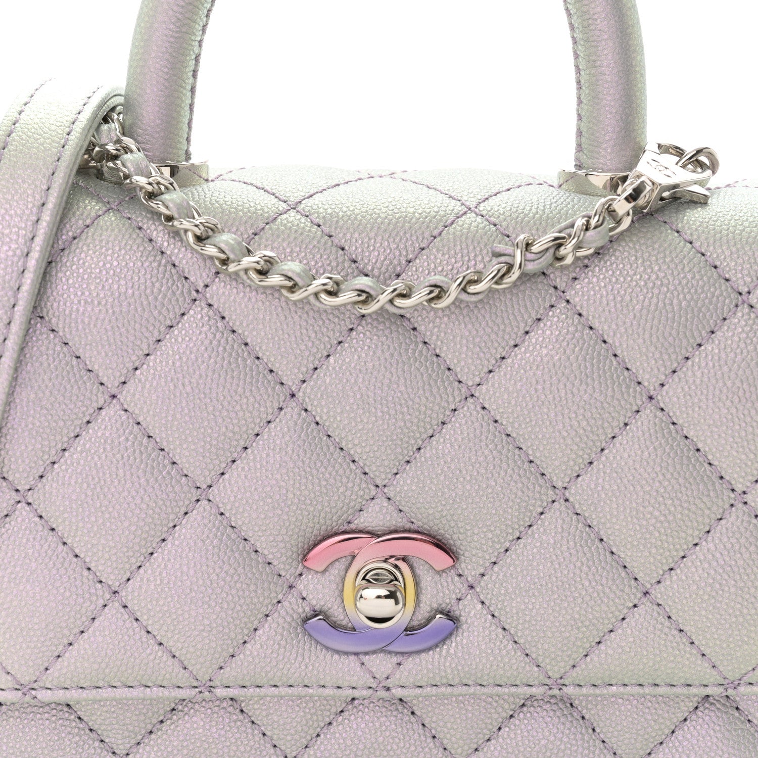 Chanel Iridescent Caviar Quilted Extra Mini Coco Handle Flap Purple 8 of 11