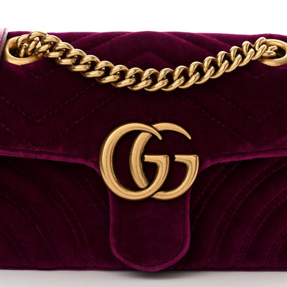 Gucci Velvet Matelasse Mini GG Marmont Shoulder Bag Fuchsia Violet Cyclamen 8 of 10