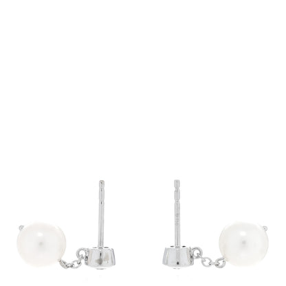 Mikimoto 18K White Gold Diamond Pearl 7.5-8mm Classic Drop Earrings 3 of 5