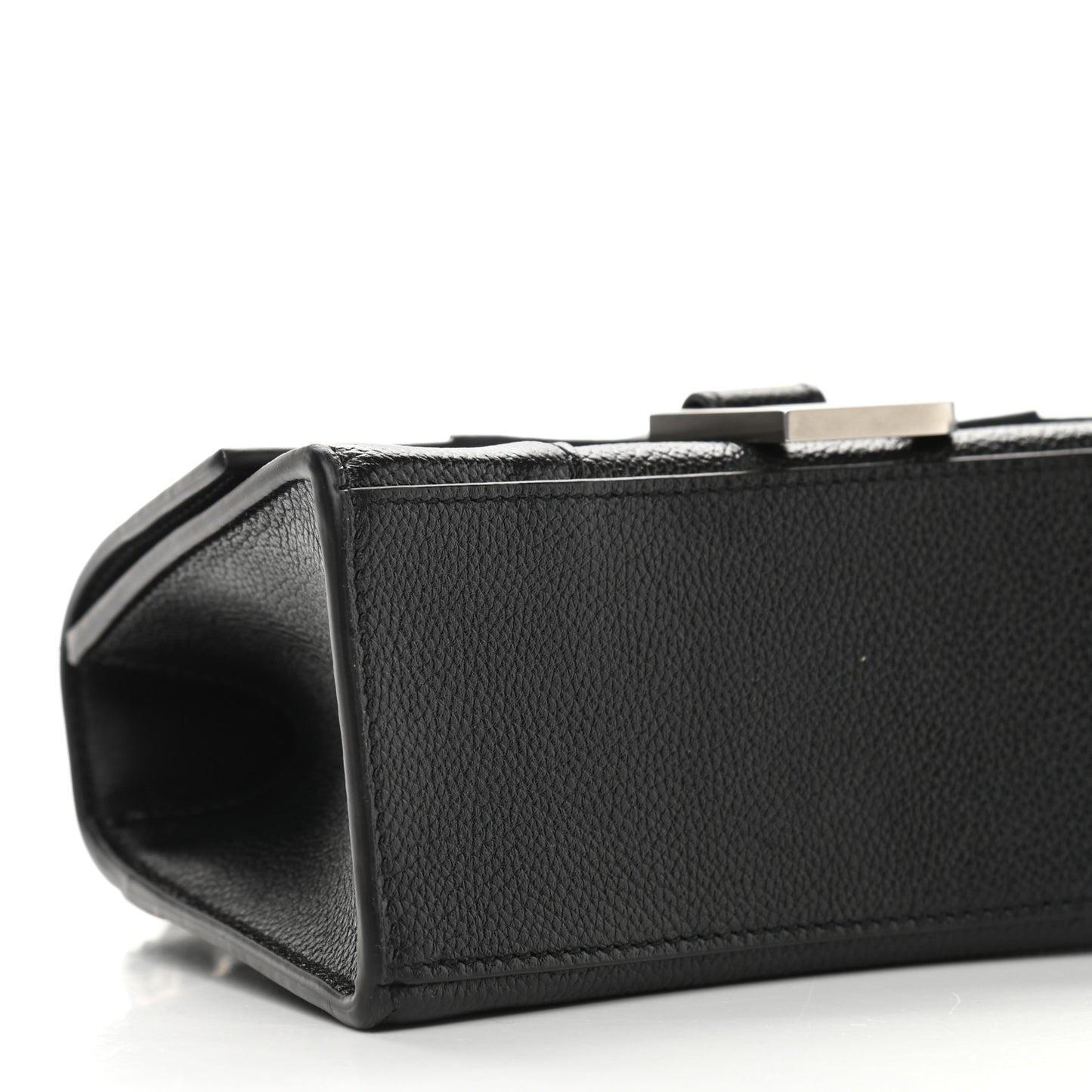 Grained Calfskin Hourglass Top Handle Bag XS Black