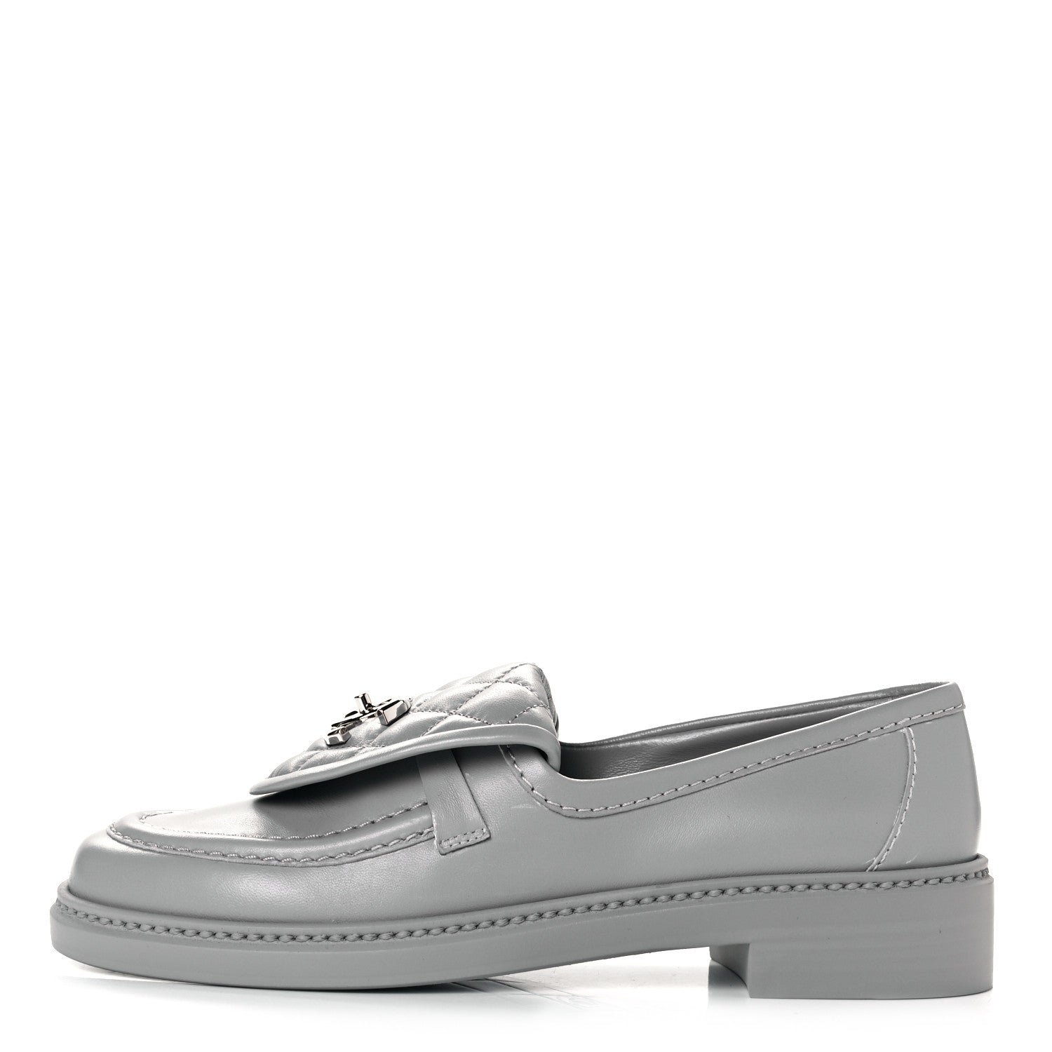 Chanel Lambskin Quilted CC Turnlock Loafers 36.5 Grey 1 of 9